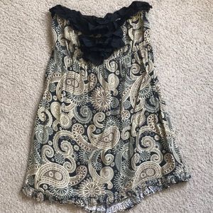 Brown and black strapless dress